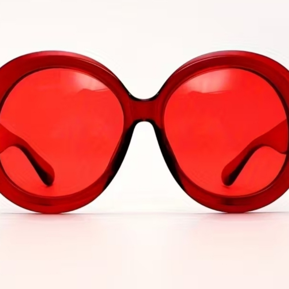 NEW Red Oversize Round Fashion Sunglasses - Picture 2 of 10
